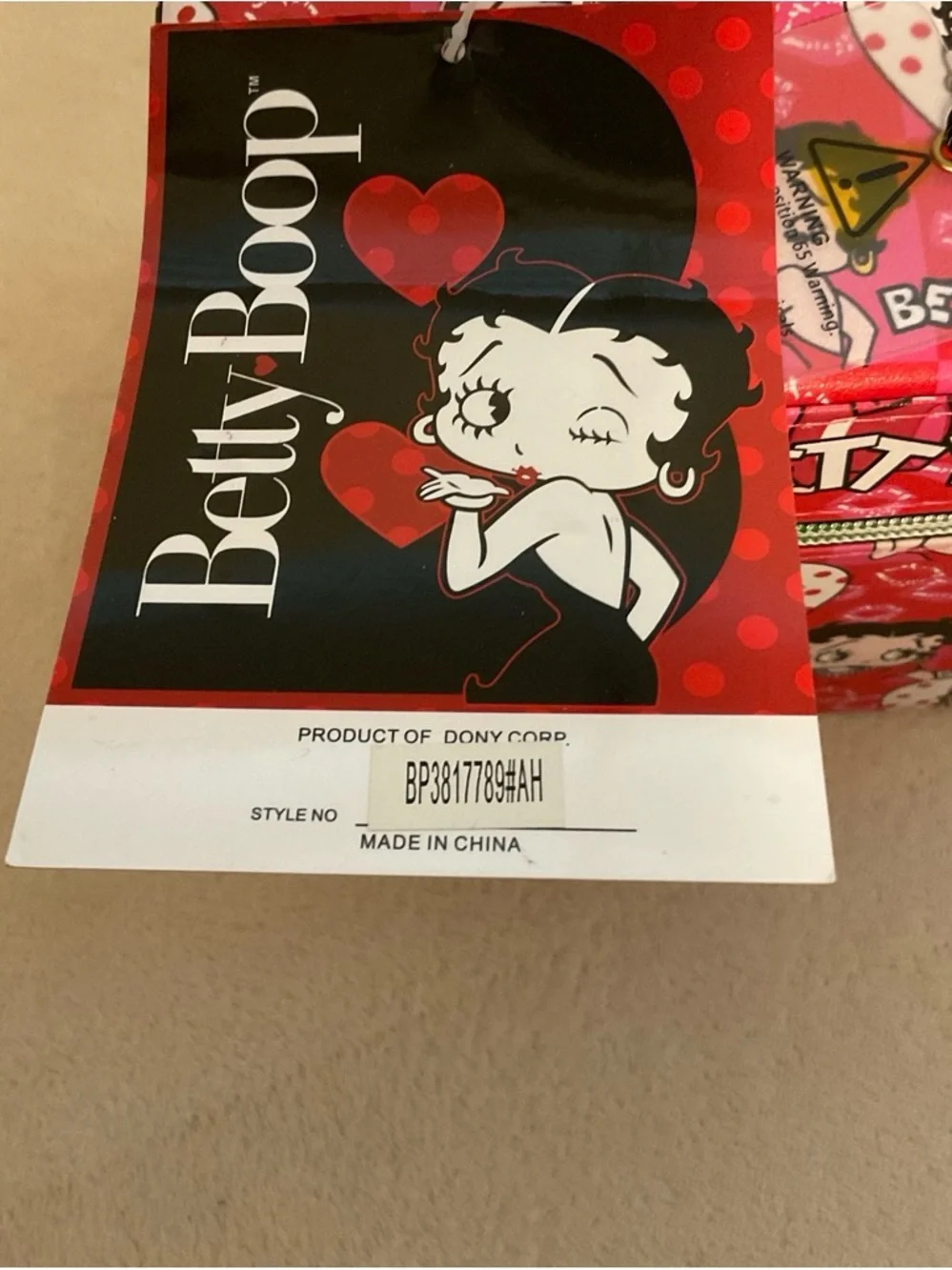 Betty Boop Pink and Black Patterned Cosmetic Case